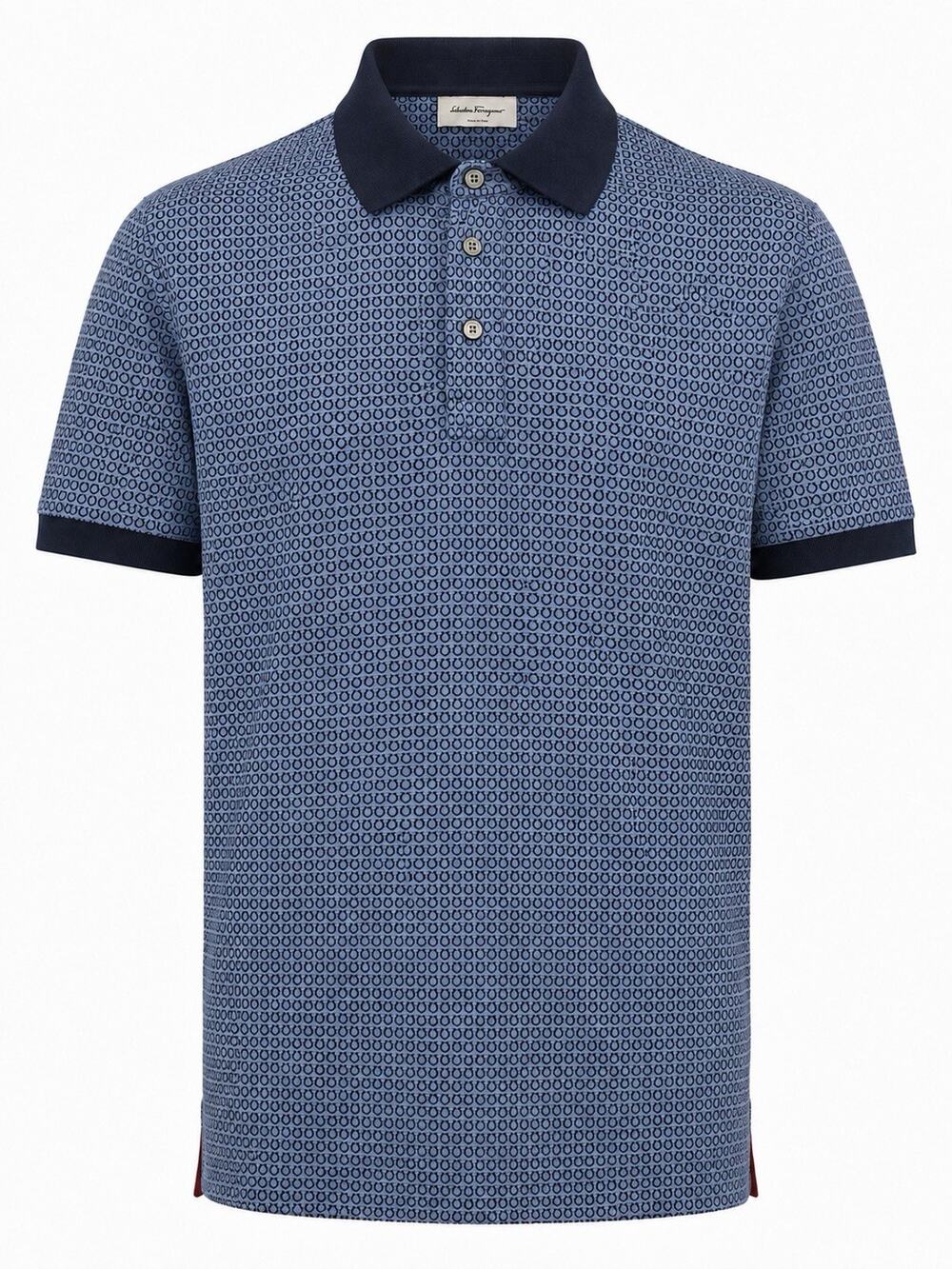 Salvatore Ferragamo Blue Allover Gancini Logo Slim-Fit Polo Shirt Size L $590.00